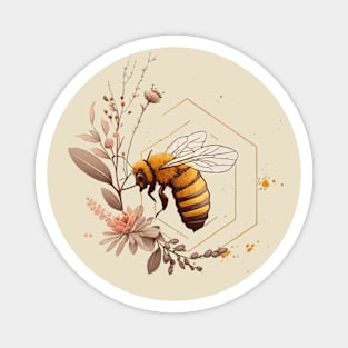 Honey Bee Gold with Peach Blossoms Magnet